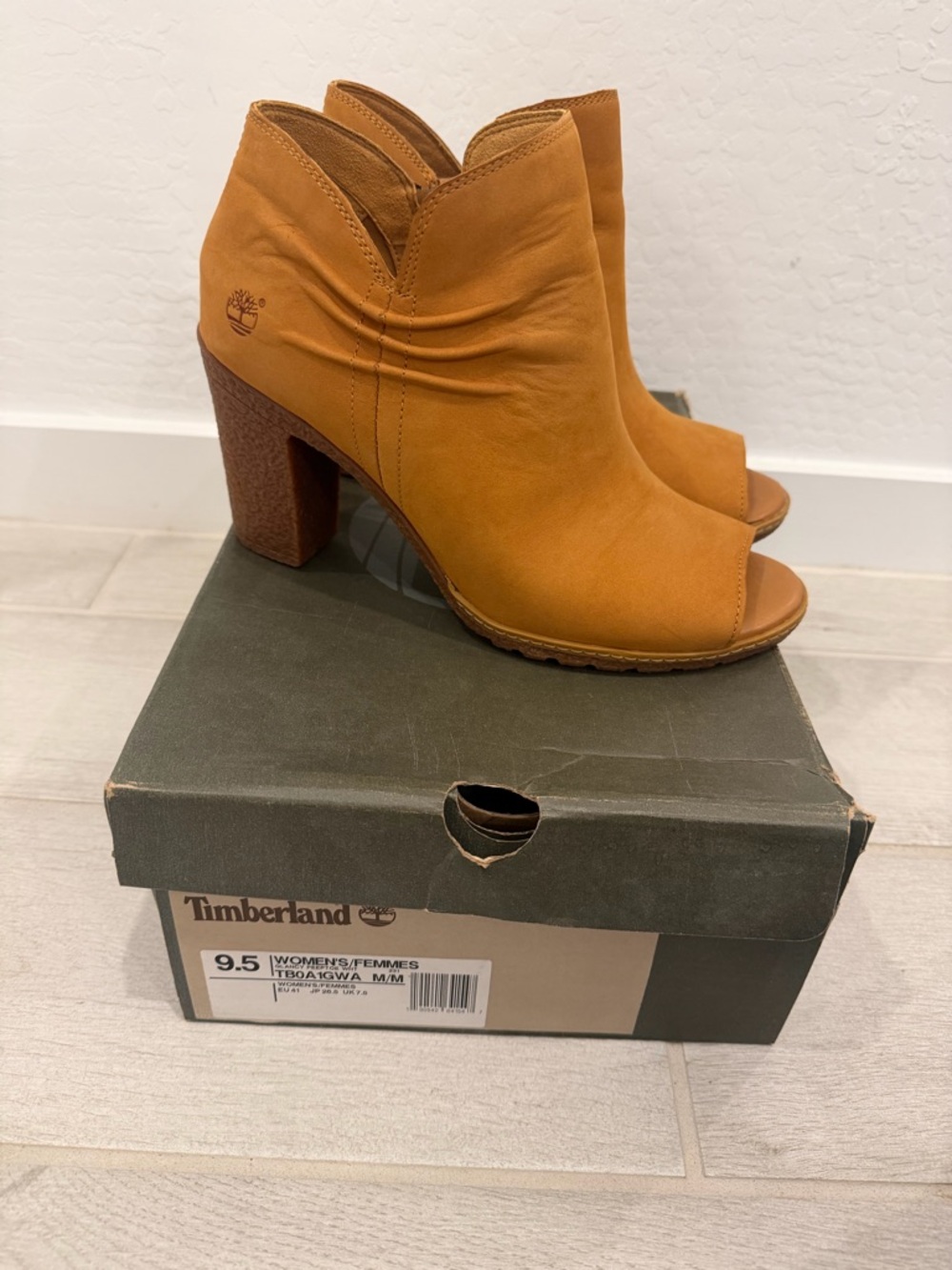 Timberland Women's Open-Toe Heeled Booties in Cognac Brown